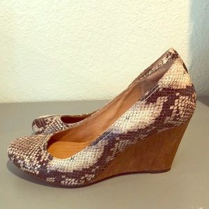 Clarks snakeskin wedge heels